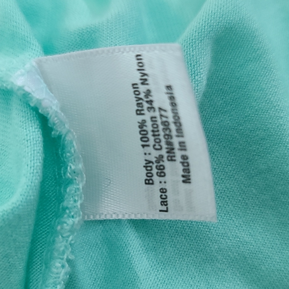 Mint green long sleeve lightweight top lace detail medium - Picture 7 of 8